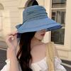 Korean Style Versatile Summer Pleated Sun Hat Pearl Chain Fisherman Hat Women Tulle Sun Hat Big Brim Trendy
