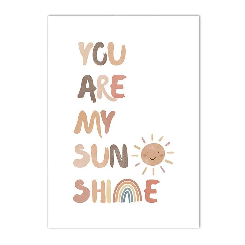Boho Rainbow Cloud Moon Sun Heart Posters and Prints Nordic Nursery Wall Art Pictures Baby Kids Room Home Decor Canvas Painting