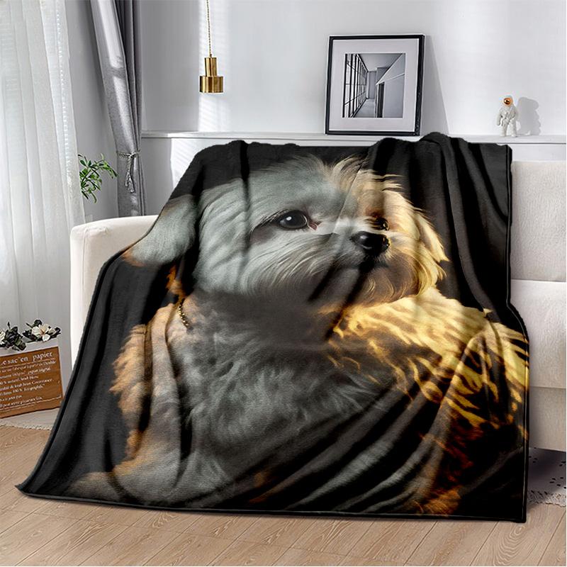 Ковдра з мультяшним хаскі, самоє, чихуахуа, померанський шпіц Кокі, м'яка ковдра для дому, спальні, дитяча ковдра для дивана