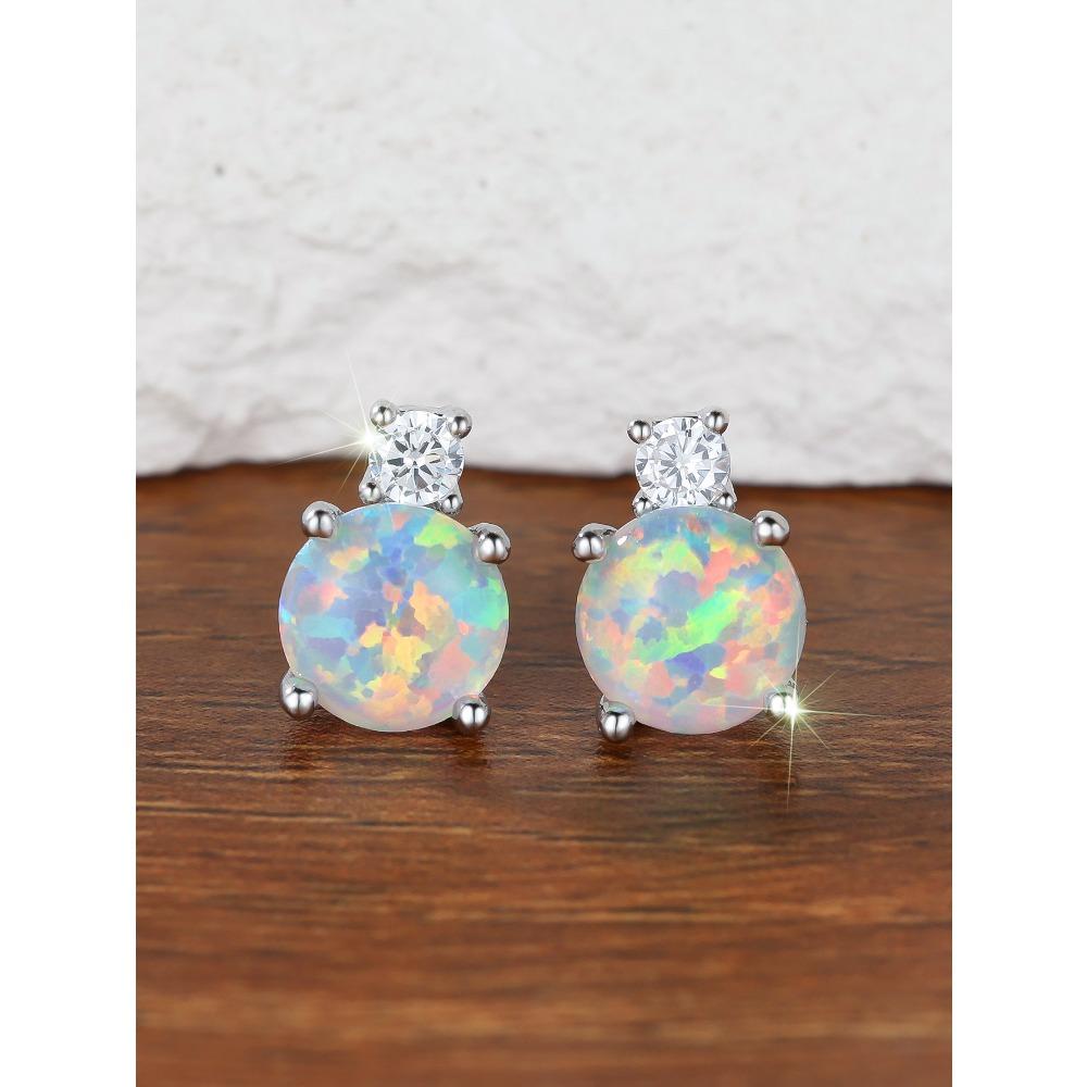 

Круглая белая кайма с белой бриллиантовой сережкой, женская простая универсальная серьга с бриллиантами