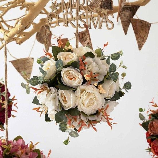 Portable Lightweight Fashion Versatile Reusable Artificial Rose Flower Ball Hanging Flower Ball