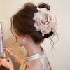 Acrylic Fabric Mesh Rose Pearl Hairpin Fashionable and Sweet Grab Clip Commuting Versatile Hair Accessories Headgear