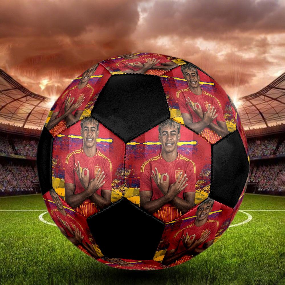 1PC Lamine Yamal Génie taille 5 ballon de football PrahaBallon de football en salle Coloré Tous les âges Cousu à la machine PVC Prêt pour la compétition Durable Haut rebond