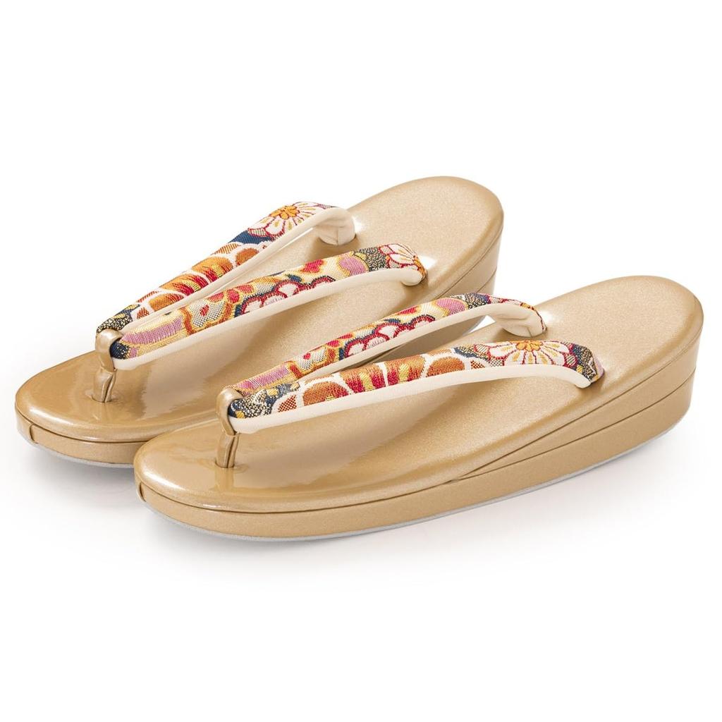 Zori Bag For Formal Saga Round Chrysanthemum and Flower S Size Made in China [Kyoto Miyabi] Set, Enamel, Furisode, Hakama, Wear, Women's, Gold, Navy,