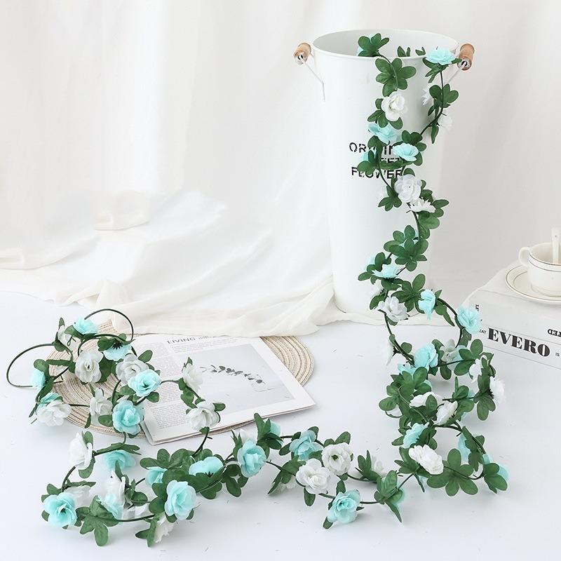 2 Pcs Garland, Artificial Rose Vine Flowers , Anniversary Wedding Birthday Christmas Wall Arch Decor  Wall Room Decor Aesthetic