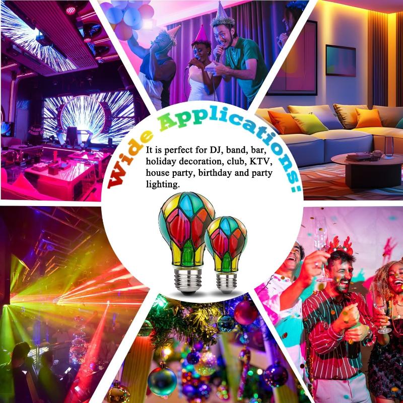 Stained Glass Light Bulb 4W St64 Led Light Bulb Painted Glass E26 Base Mosaic Night Lamp Home Decor Romantic Festive Atmosphere