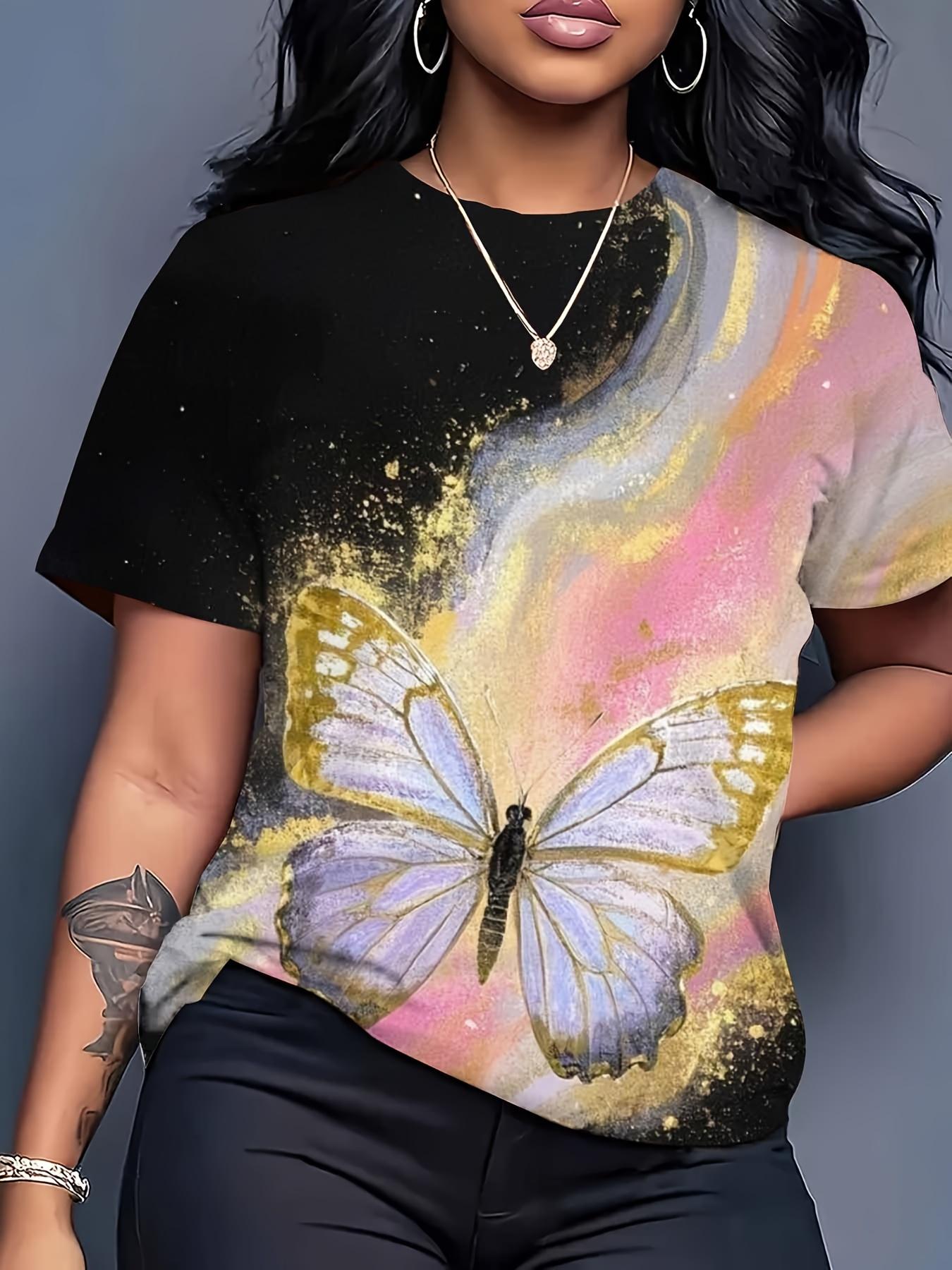 

Women s Casual T-shirt Featuring a Vibrant Butterfly Design- Fashion T-shirt. Lightweight Clothing. Perfect Gift Choice M дубильна кора