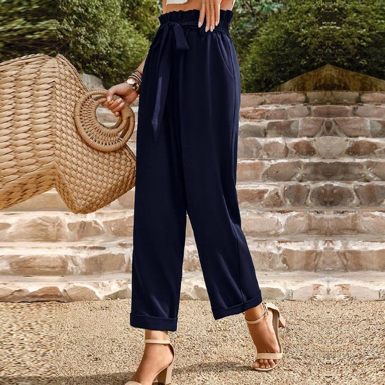 Solid Color Loose Fitting Pants for Women Summer Commuting Temperament Style