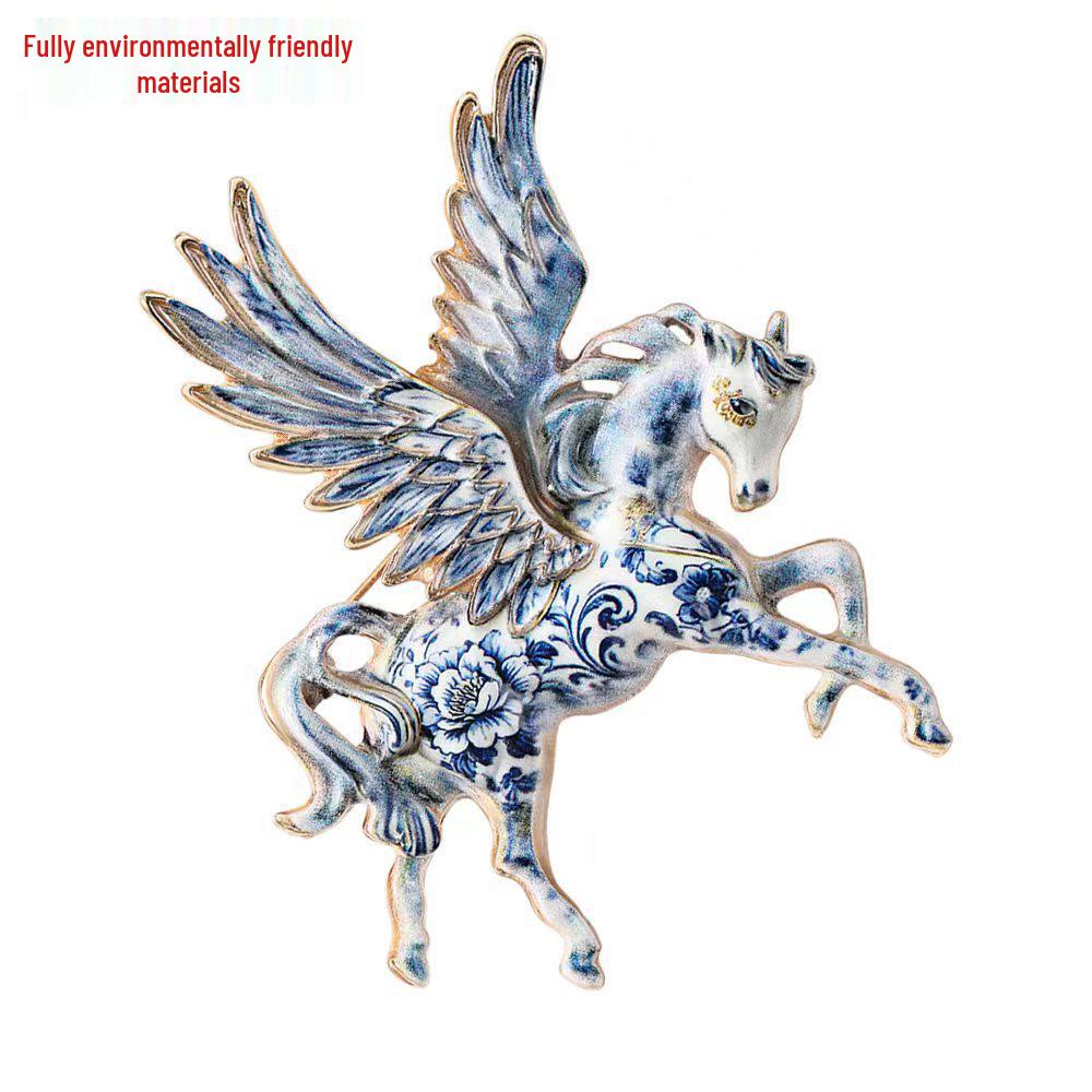 Luxury Enamel Pegasus Brooch: Mythical Horse Pin for Men