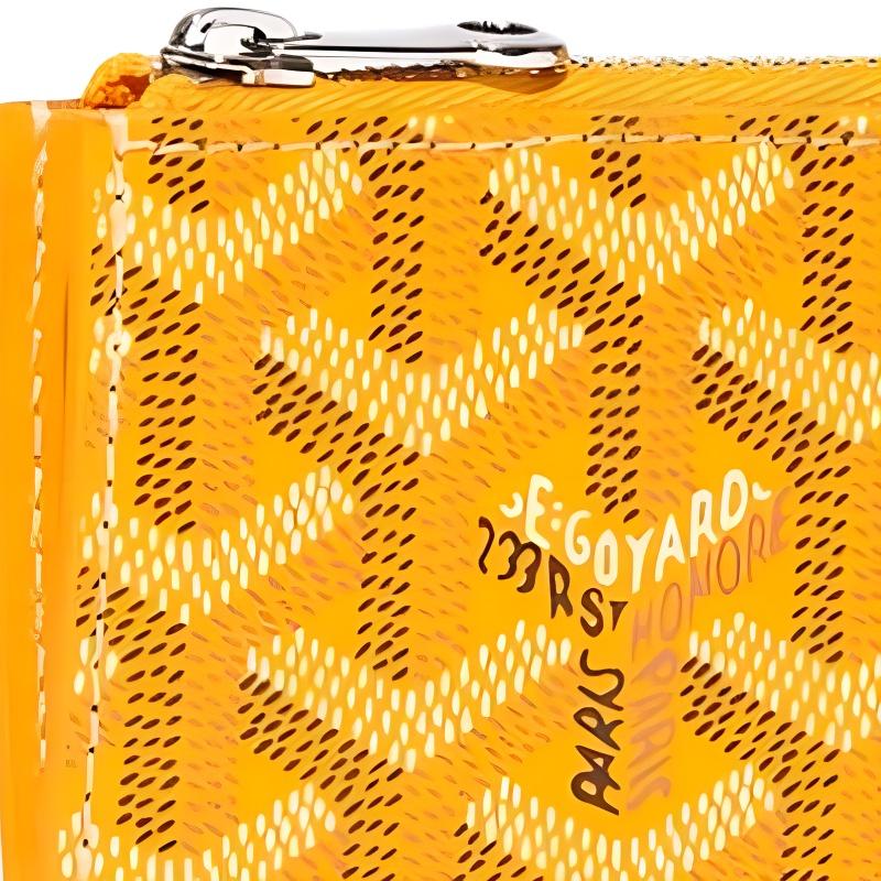 Goyard Bourbon Y Monogram Canvas And Calfskin Zip Card Holder Women Accessories Yellow BOURBOPMLTY-08CL08P