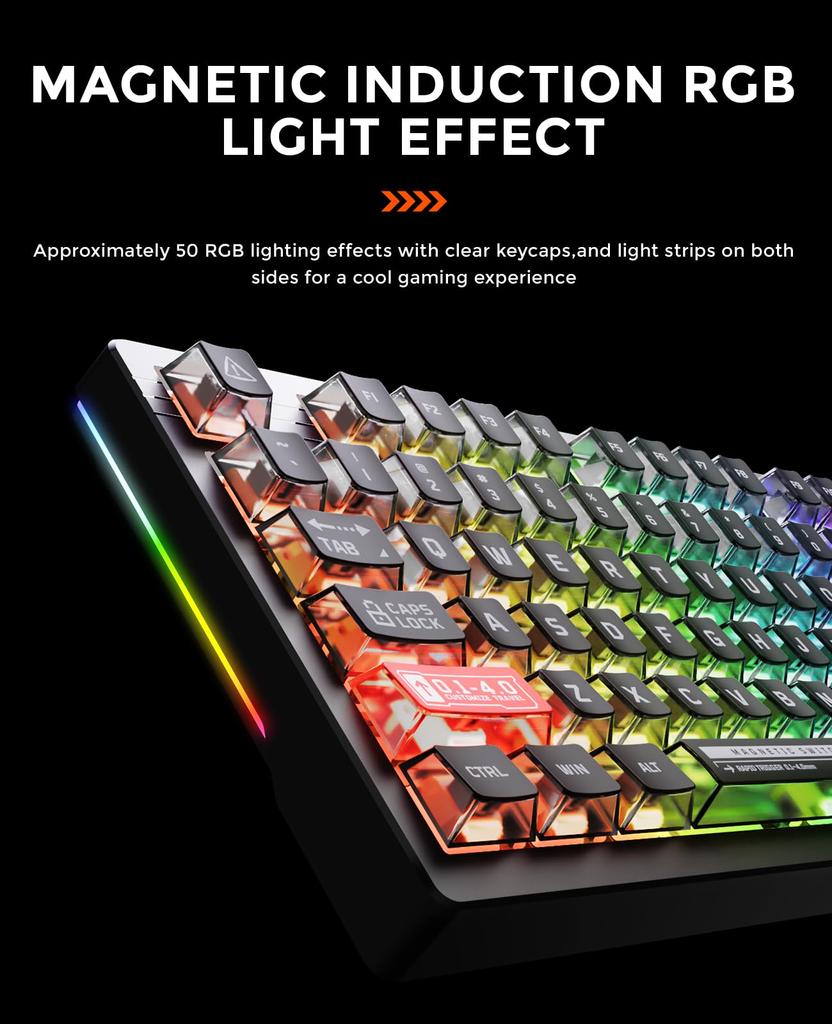 DAREU EK75RT Gamingtastatur med Rapid Trigger Magnetisk Bryter Justerbar Aktivering Tenkeyless TKL Kablet USB Engelsk Layout RGB Volumjustering