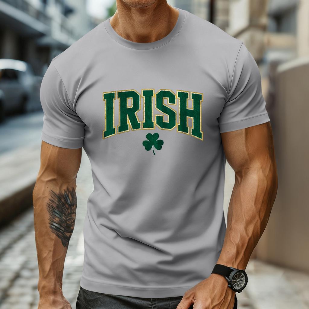 Men's Holiday Print Round Neck Short Sleeve Top Casual Sports Top