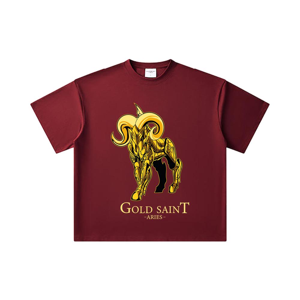 260 GSM Double Yarn 32 Count 100% Cotton Saint Seiya V26 Aries Print Unisex Heavy Cotton T Shirt