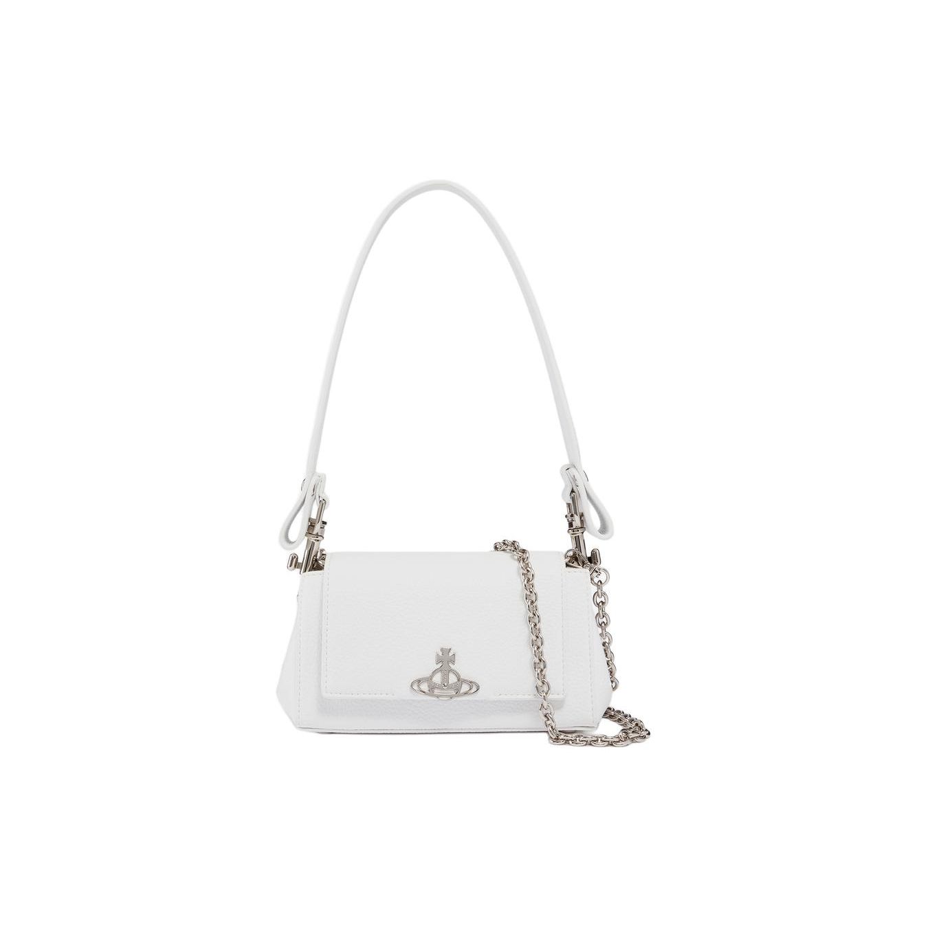 

VIVIENNE WESTWOOD Hazel Silver Logo Detachable Shoulder Strap Vegan Leather Tote Shoulder Crossbody Bag Women Bags White 4304006RUS000DA402 Basic Set (Bag+Dust Bag)