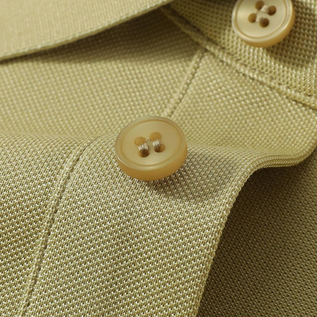 12% mulberry silk machine washable pearl cotton polo shirt men's short sleeved light luxury business T-shirt