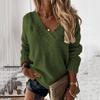 Autumn Winter Women Knitted Pullover Sweater Top Elegant Vintage Warm Thick Long Sleeve V Neck Loose Knitwear Outwear