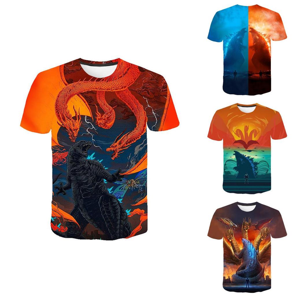 Vibrant 3d Print Godzilla King Of The Monsters Unisex Casual Short Sleeve T-shirt