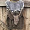 Multicolor Round Neck Knit Sweater with Sheep Pattern