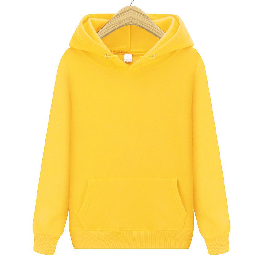 Unisex Solid Color Thick Hooded Sweatshirt with Plus Velvet for Autumn and Winter