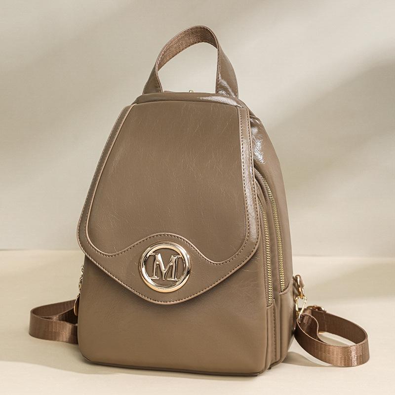 Flip-top Ladies' Small Backpack: Fashionable Casual Simple and Large-capacity Double-shoulder Backpack