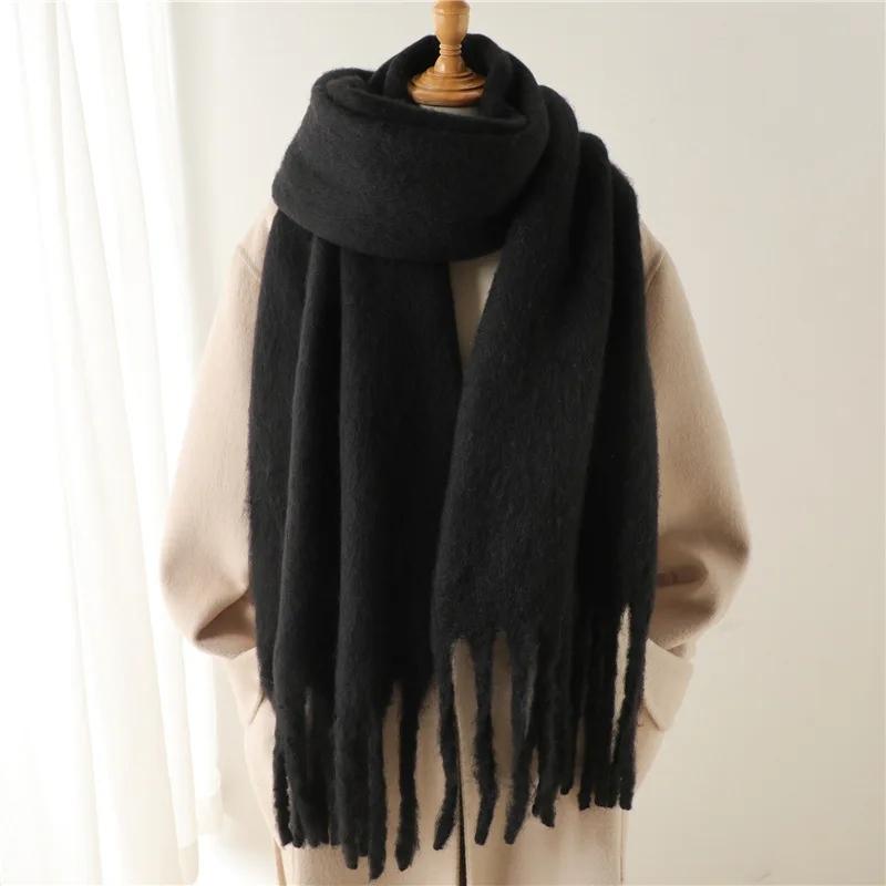 Thick Blanket Wrap with Long Fringe for Him Her Couple-style Scarves 2025 Women Luxury Winter Cashmere Scarves