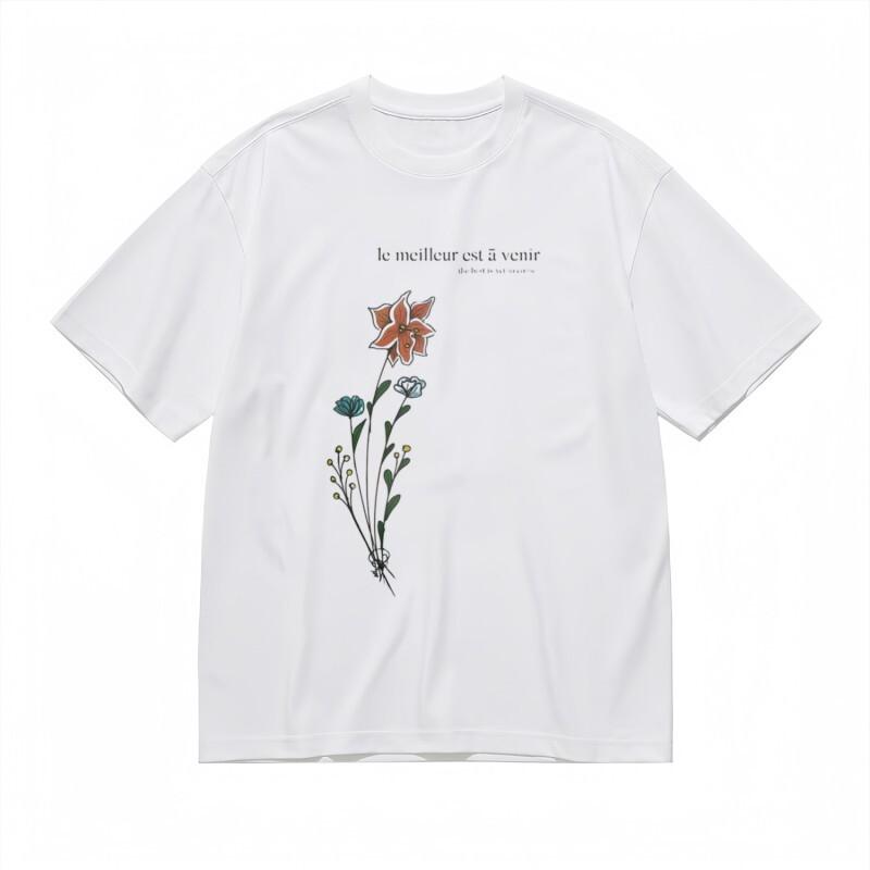 

Women s Classic T-Shirt Hand-Painted Orange Blossom with Multilingual Motto Tee 4XL