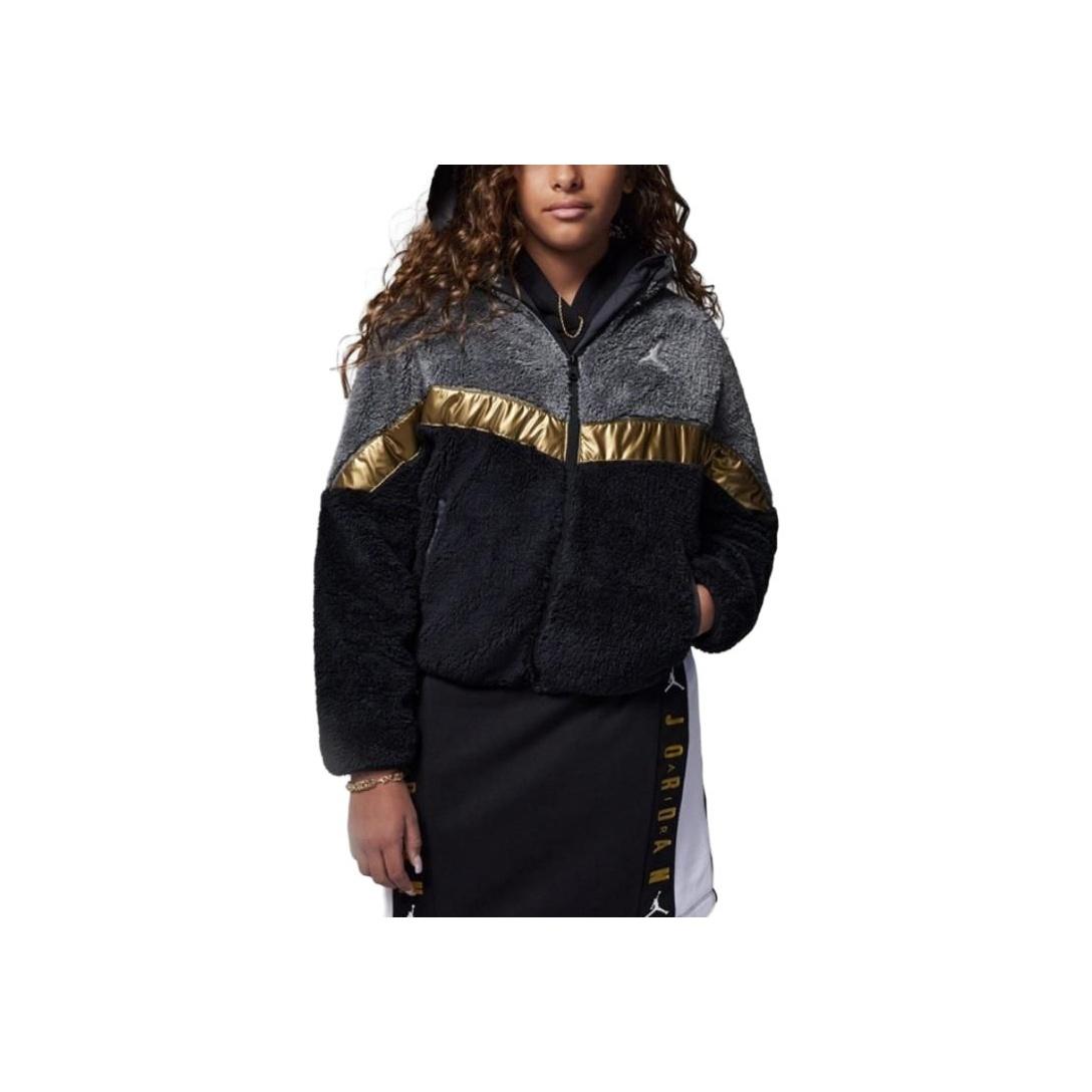 

Куртка Jordan Letter Logo из кораллового флиса с воротником-стойкой, на молнии, детские куртки черного цвета FD5041-010 M