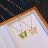 Women S Gold Plated Color Changing Butterfly Pendant Necklace Fashion Clavicle Chain