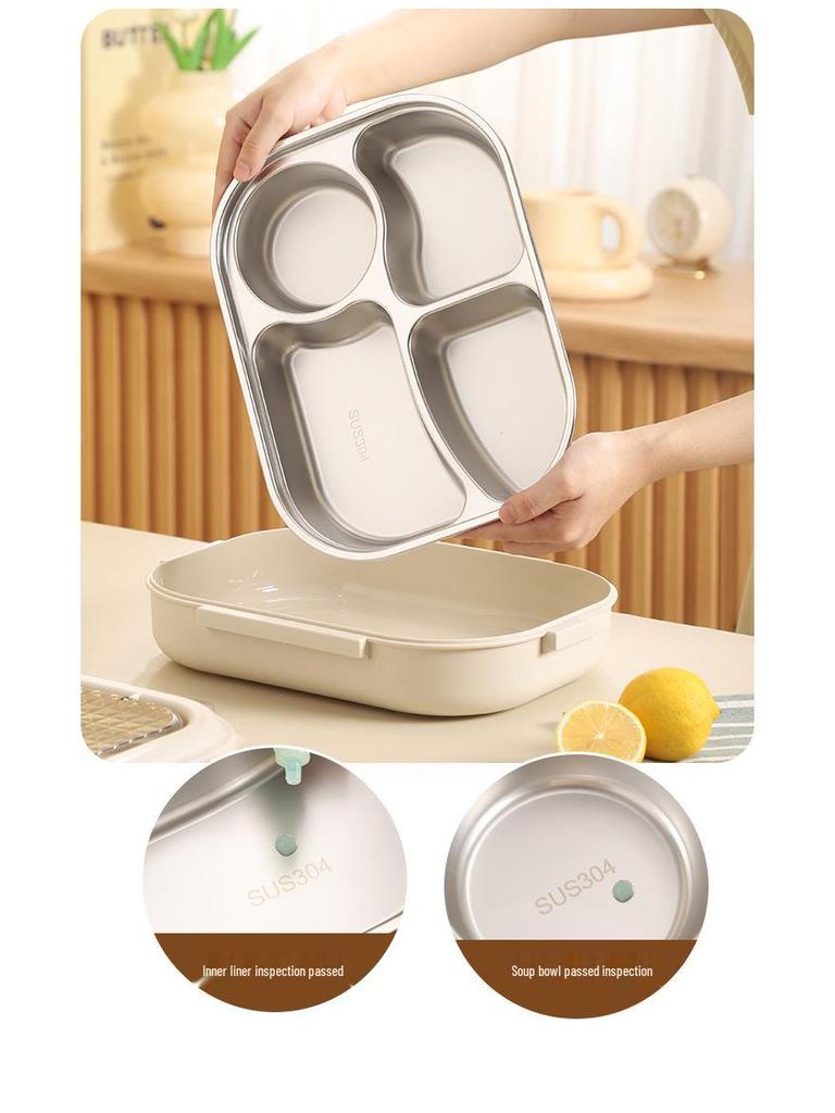 304 Stainless Steel Insulated Bento Lunch Box - Large Capacity, Food-Grade, Sealed Container for Students