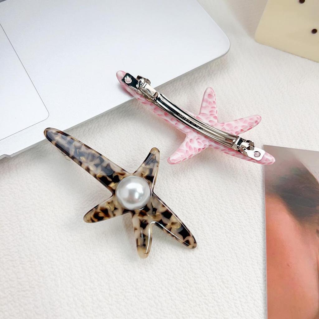 Retro Pearl Pentagonal Acetate Hair Clip: Versatile European & American Style Hair Accessory for Ponytails