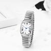 Watch Pair Couple Roman Alphabet Analog Display Square Antique Stylish Elastic Belt Pair Watch Quartz Watch Silver Fashion Accessories Birthday