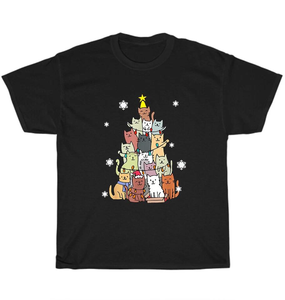 Cat Christmas Tree Lights Ugly Xmas Cats Kitten Pet Lover T-Shirt S