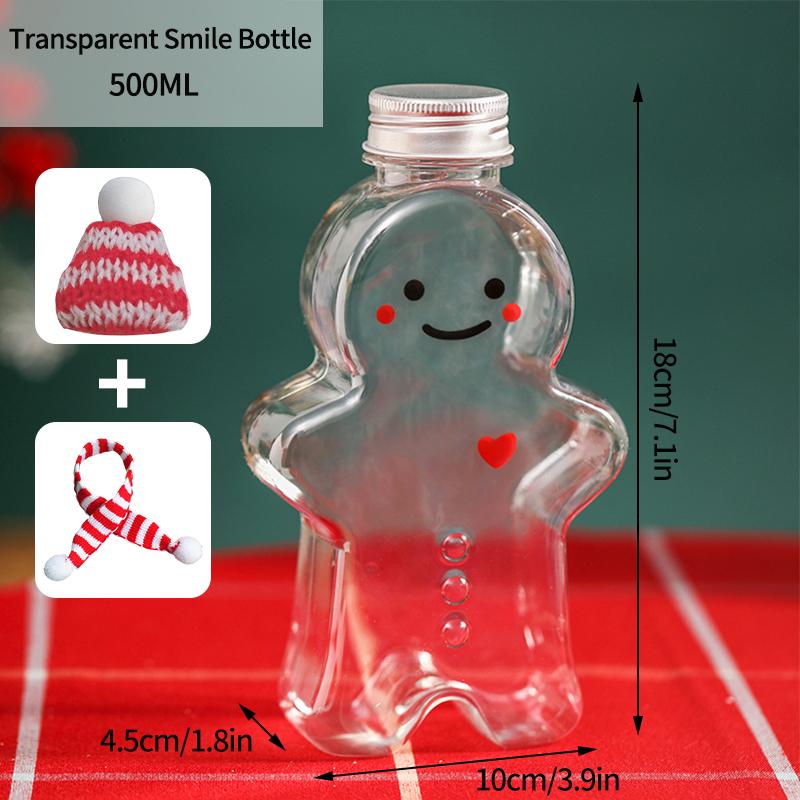 Christmas Milk Tea Cup Cute Gingerbread Man Water Bottle Snowman Tea Juice Jar Candy Plastic Kettle Xmas Navidad  Decoration