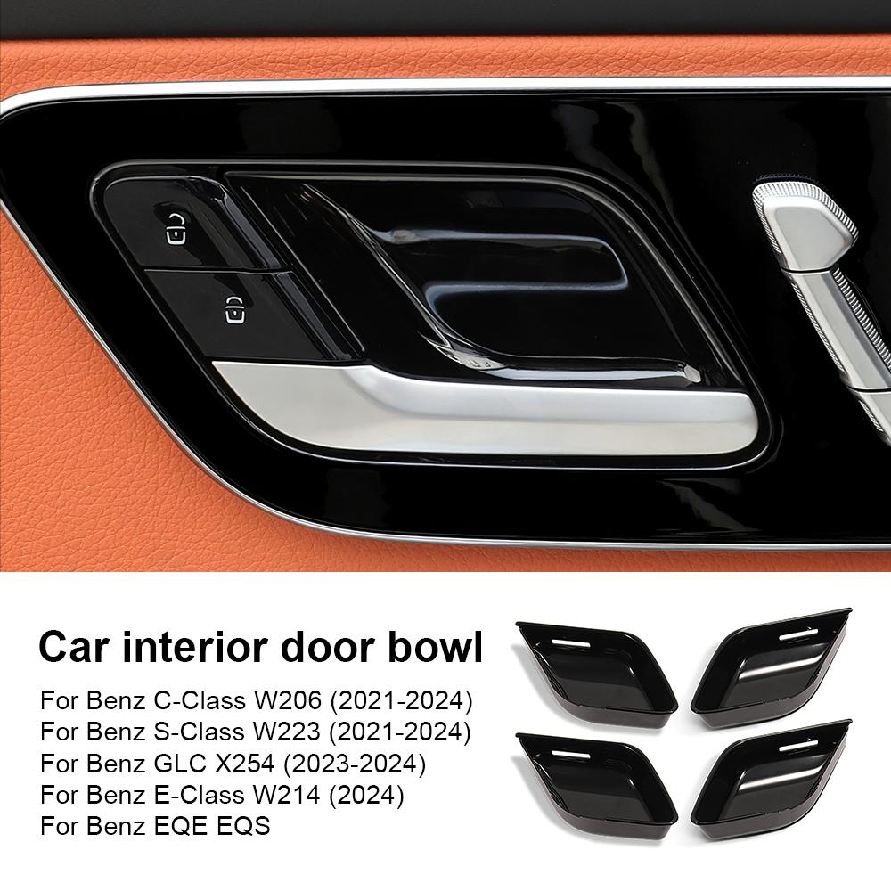 

ABS Inner Door Handle Bowl Decor Cover For Mercedes Benz C E S GLC Class W206 W223 X254 W214 EQE EQS Trim Interior Accessories чёрный