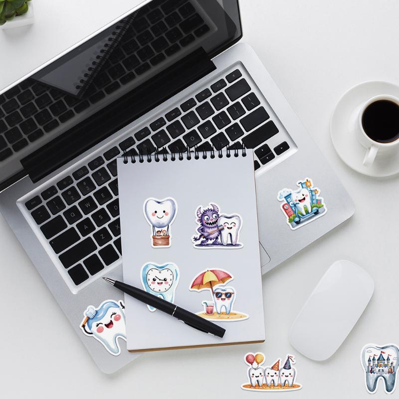 1 Roll 500Pcs Dental Defender Stickers Set With 10 Cute Designs For Teeth Protection Diy Decoration Gift Packaging Home Decor