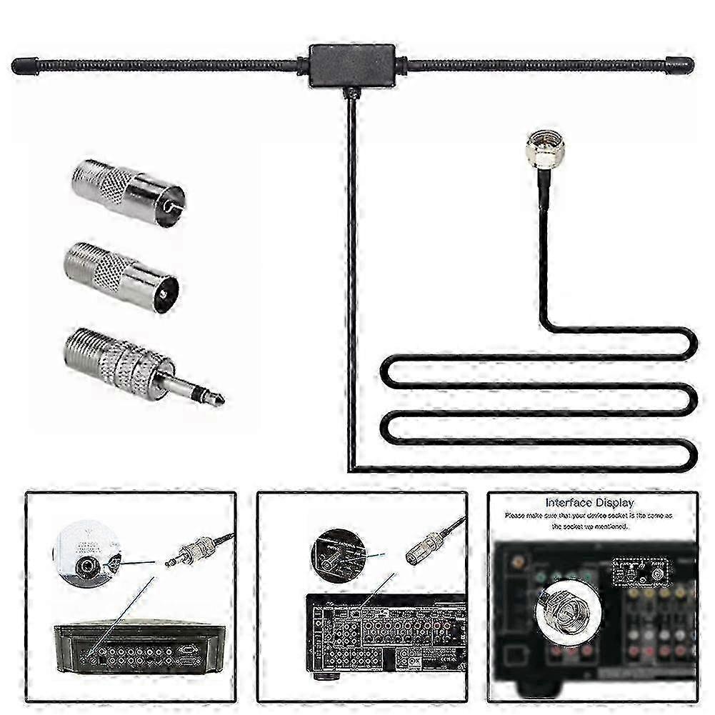 New 25-26 DAB FM Radio Antenna FM Dipole Aerial Audio Plug Connector for Stereo Receiver