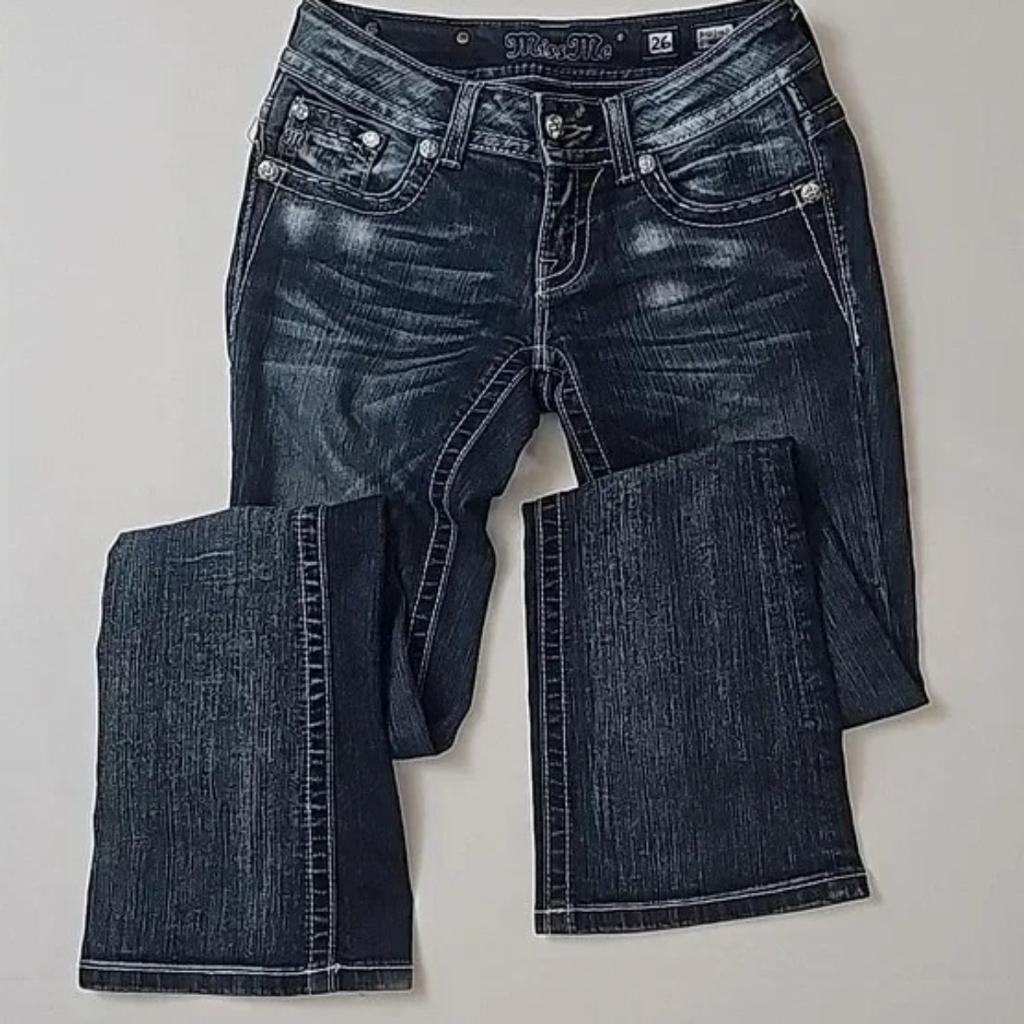 RogueWave Gothic Womens Diamond Embroidery Jeans Vintage Low Rise Flared Jeans Women Retro Y2k Baggy Denim Pants High Streetwear Trousers