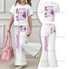 2026 Kinder-Kurzarm-Set für Mädchen im Alter von 4-12 Jahren, Zweiteiliges Set aus Kurzarm-Oberteil und Schlaghosen, Kpop Hunter Mädchengruppen-Print-Kleid
