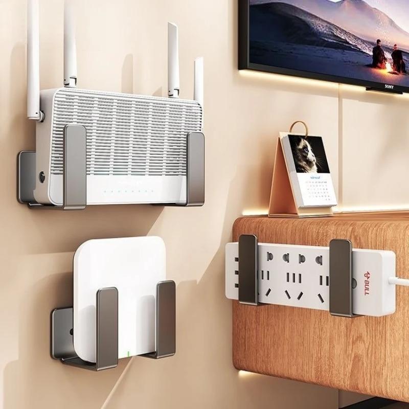 Router Placement Rack, No Drilling Wall Mounted Socket Fixed Bracket, Optical Modem Set-top Box Bracket, Storage Hook