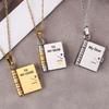 Gold-Plated Stainless Steel Couple Necklace with Engravable Photo Album and Love Letter Pendants