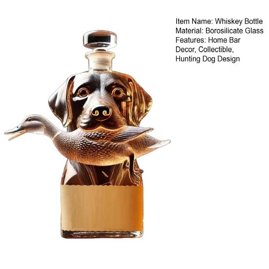 Poľovnícky pes Dekantér na whisky 3D Gravírovaný Poľovník na kačice Pes Sklenená fľaša Zviera Whisky