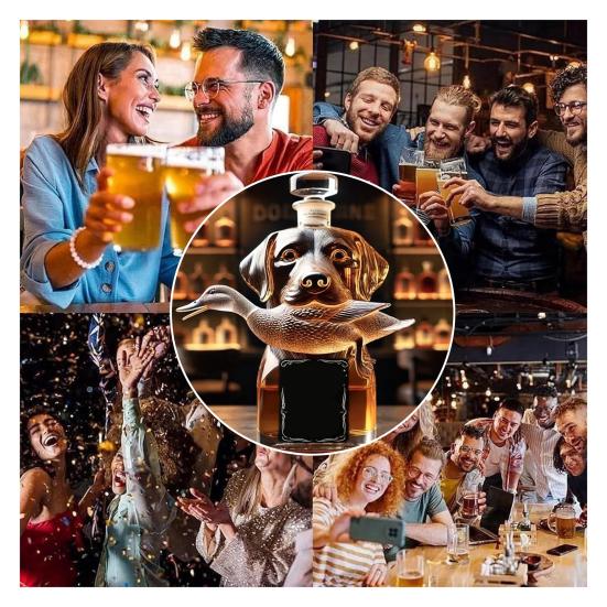Poľovnícky pes Dekantér na whisky 3D Gravírovaný Poľovník na kačice Pes Sklenená fľaša Zviera Whisky
