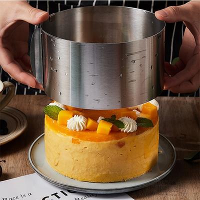 1pc Stainless Steel Mousse Ring Telescopic Round Cake Ring Cake Mold 6 Inch-12 Inch Adjustable Size Baking Tool