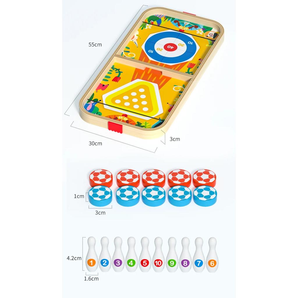 Holz Innovation Multi In One Spiel Schach Bounce Schach Bowling Eishockey Fliegendes Schach Familienaktivitäten Partyspiele Kinder Erwachsene