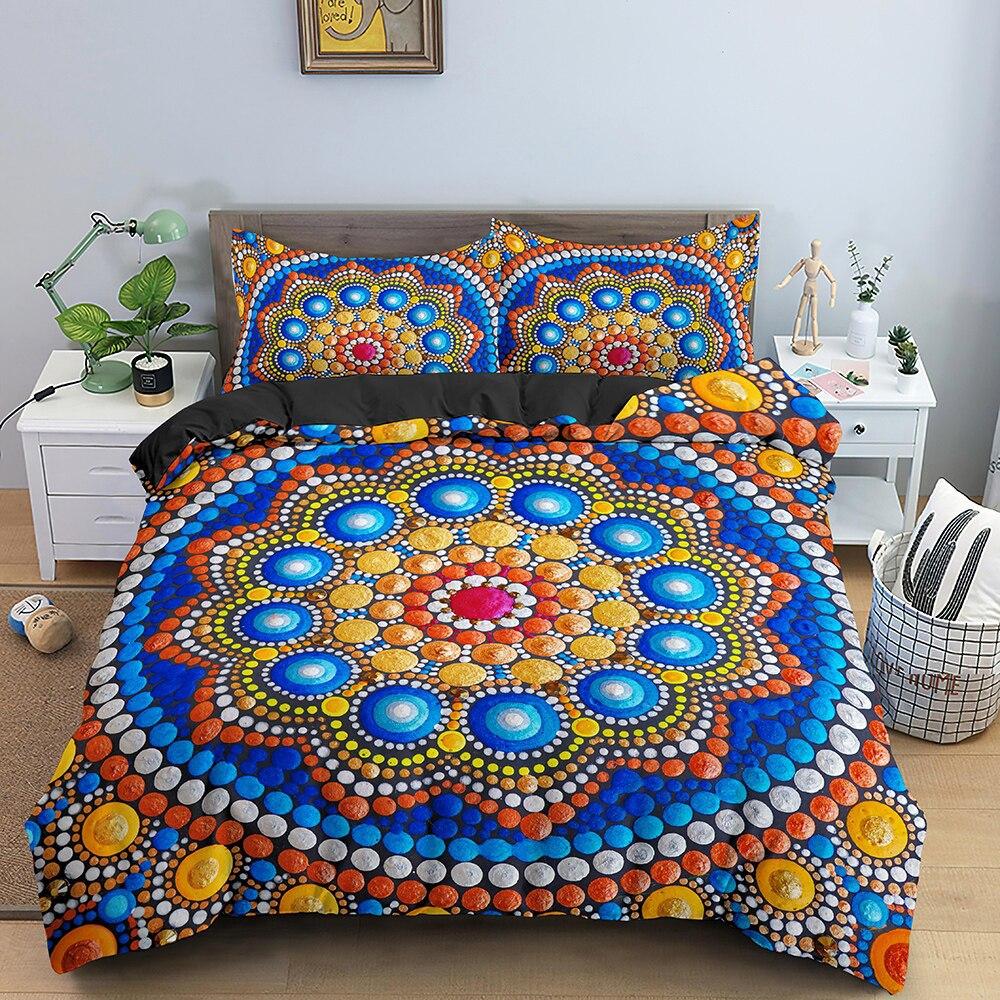 Three-Piece 3D Digital Printing Bedding Bohemian Mandala Print Quilt Cover