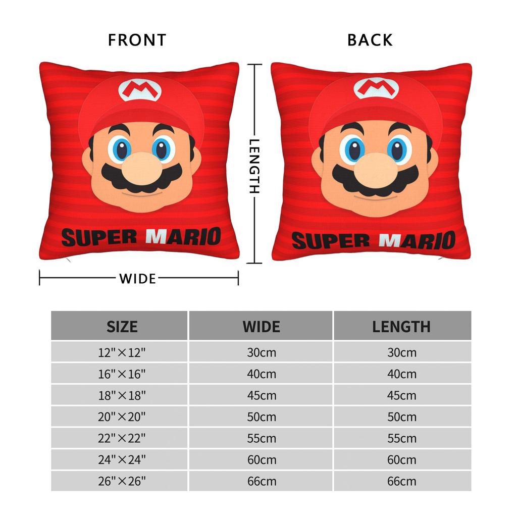 Marios Pillowcase Polyester Cushion Cover Decoration Video Games Throw Pillow Case Cover Home Zippered 18'