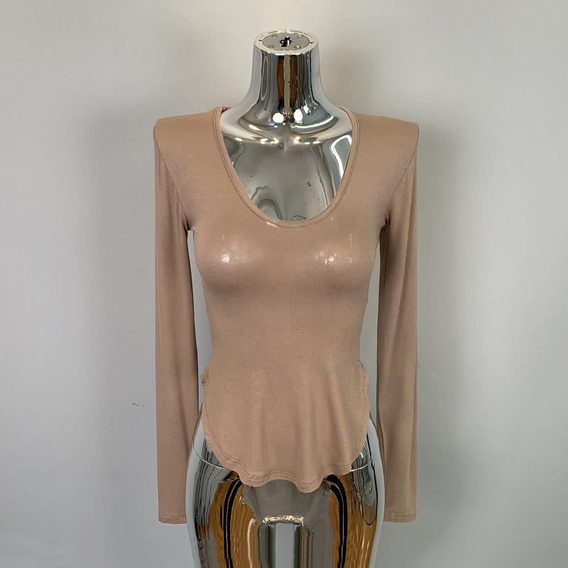 Korean Dongdaemun Sexy Low-Cut Bust-Enhancing Long-Sleeve Top