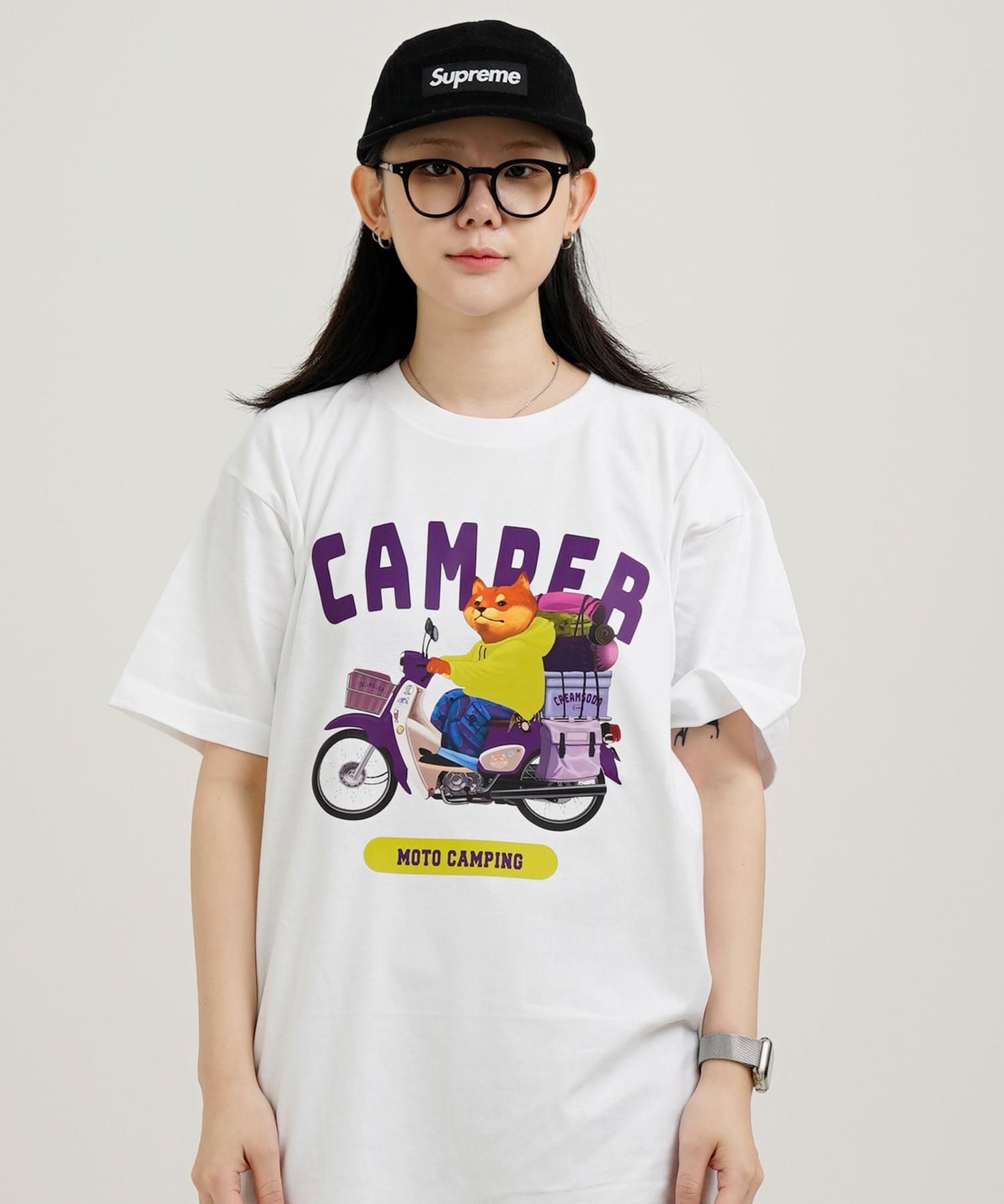 Cream Soda Lab Moto Camp Short Sleeve T-Shirt White Purple Xl