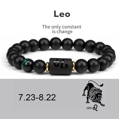 12 Constellation Bracelets, Men's and Women's Natural Agate Stone Bracelets, European and American Transshipment Fashion Accessories