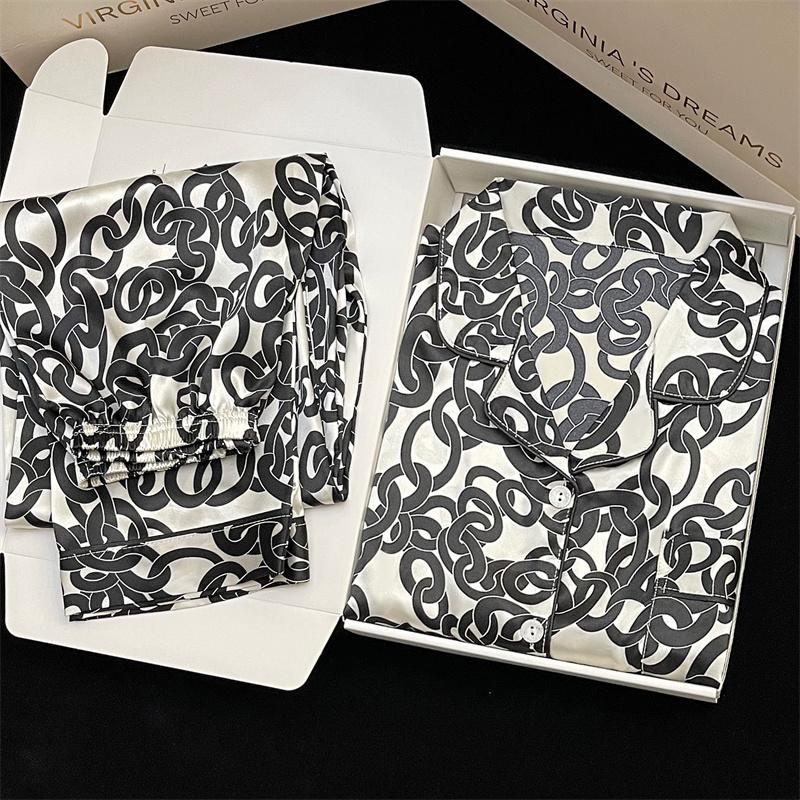 

Spotted Leopard Print Pajama Set for Women Idyllic Style Long Sleeve Pant Female Lounge 2024 Autumn Winter New Cartoon Sleepwear XL